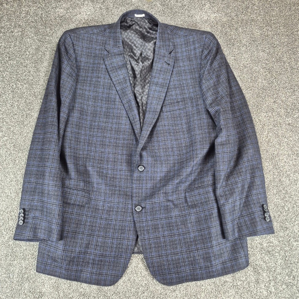 Joseph Abboud Blazer Mens 52L Windowpane Plaid REDA Wool Sport Coat